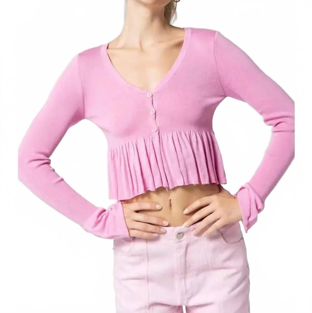 NEW PAPERMOON layla v-neck long sleeve cardigan in pink
